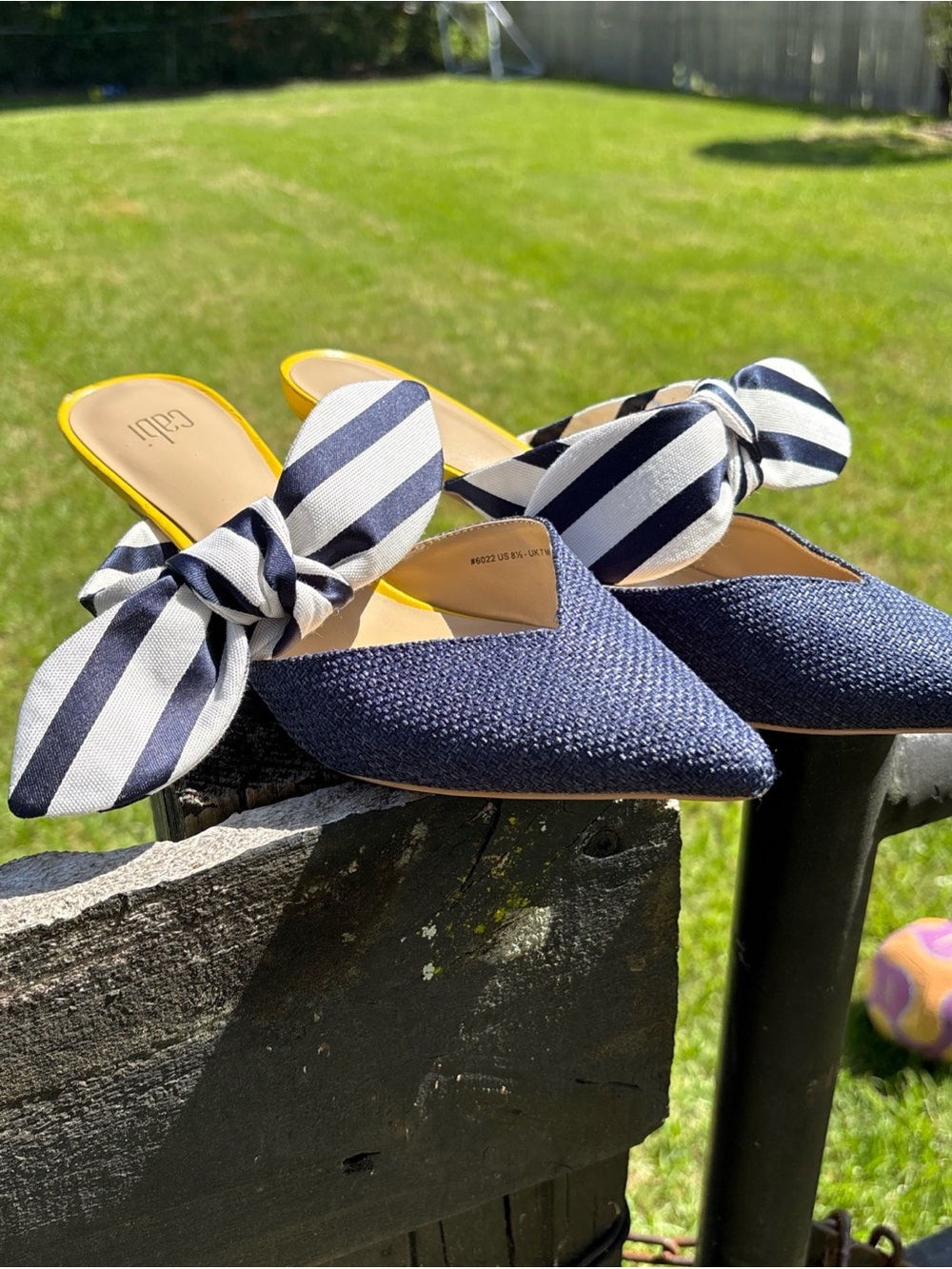 Cabi Navy Pointed Bow-Accent Mule